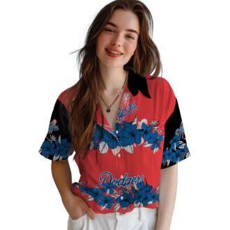 Los Angeles Dodgers Summer Hawaiian Shirt - Tropical Hibiscus MLB Fan Button-Up for Men