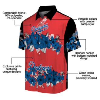 Los Angeles Dodgers Summer Hawaiian Shirt - Tropical Hibiscus MLB Fan Button-Up for Men
