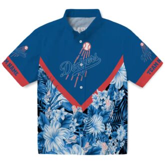 Los Angeles Dodgers Tropical Blue Hawaiian Shirt - MLB Floral Chevron Design for Summer Fun