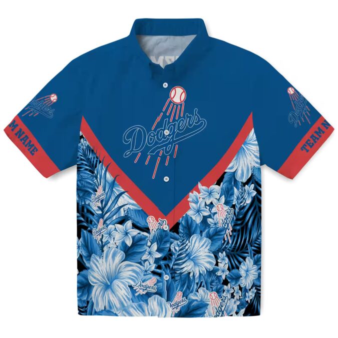 Los Angeles Dodgers Tropical Blue Hawaiian Shirt - MLB Floral Chevron Design for Summer Fun