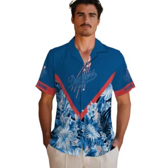 Los Angeles Dodgers Tropical Blue Hawaiian Shirt - MLB Floral Chevron Design for Summer Fun