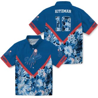 Los Angeles Dodgers Tropical Blue Hawaiian Shirt - MLB Floral Chevron Design for Summer Fun