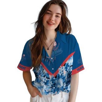 Los Angeles Dodgers Tropical Blue Hawaiian Shirt - MLB Floral Chevron Design for Summer Fun