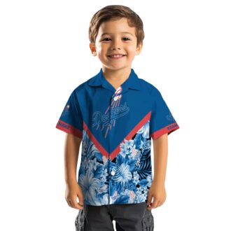Los Angeles Dodgers Tropical Blue Hawaiian Shirt - MLB Floral Chevron Design for Summer Fun