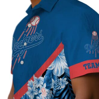 Los Angeles Dodgers Tropical Blue Hawaiian Shirt - MLB Floral Chevron Design for Summer Fun