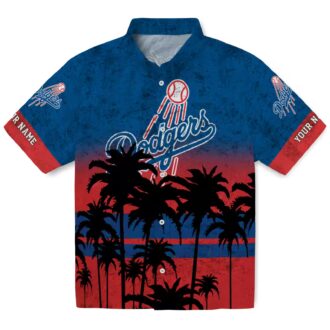 Men's Los Angeles Dodgers Hawaiian Shirt - Black & Blue Sunset Vacation Outfit
