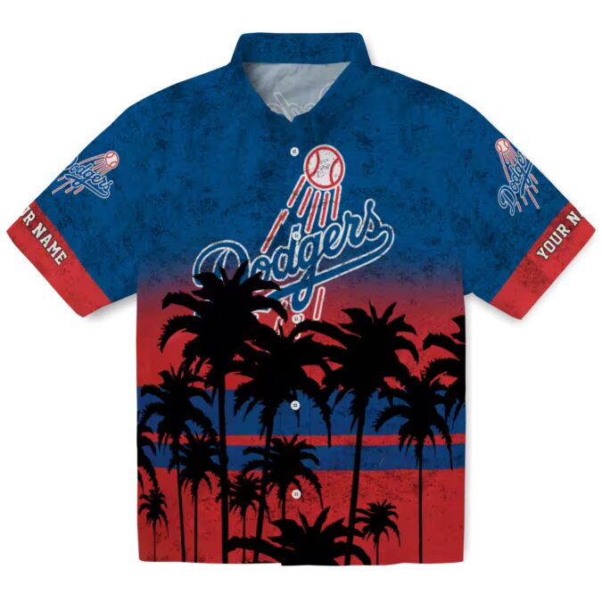 Men's Los Angeles Dodgers Hawaiian Shirt - Black & Blue Sunset Vacation Outfit