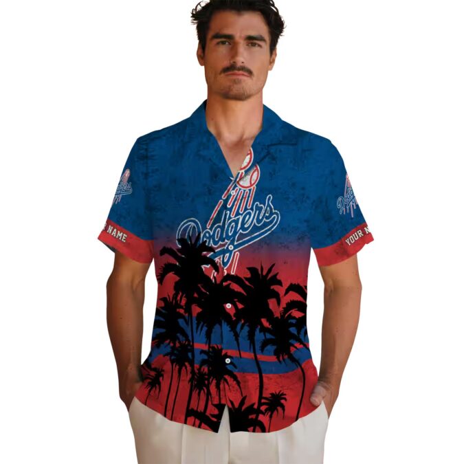 Men's Los Angeles Dodgers Hawaiian Shirt - Black & Blue Sunset Vacation Outfit