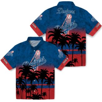 Men's Los Angeles Dodgers Hawaiian Shirt - Black & Blue Sunset Vacation Outfit