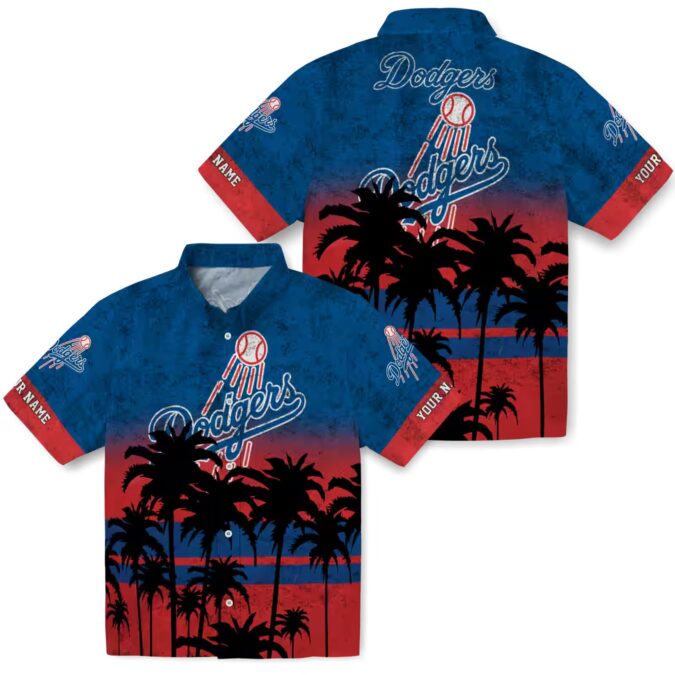 Men's Los Angeles Dodgers Hawaiian Shirt - Black & Blue Sunset Vacation Outfit