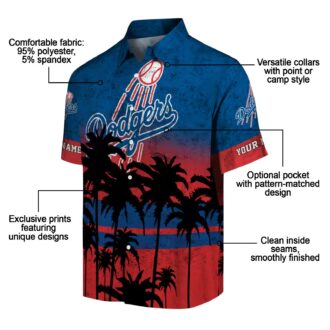 Men's Los Angeles Dodgers Hawaiian Shirt - Black & Blue Sunset Vacation Outfit