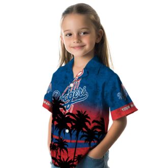 Men's Los Angeles Dodgers Hawaiian Shirt - Black & Blue Sunset Vacation Outfit