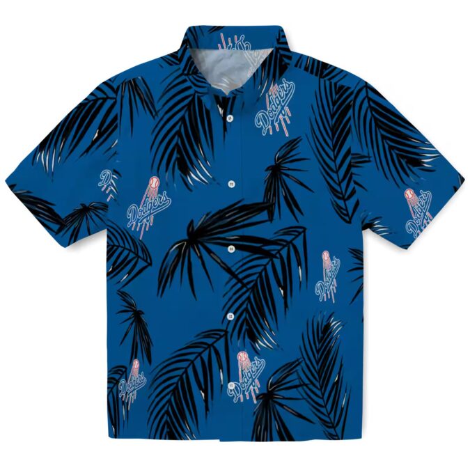 Men’s Los Angeles Dodgers Hawaiian Shirt - Blue Aloha Palm Leaf Game Day Outfit