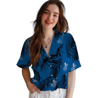 Men’s Los Angeles Dodgers Hawaiian Shirt - Blue Aloha Palm Leaf Game Day Outfit