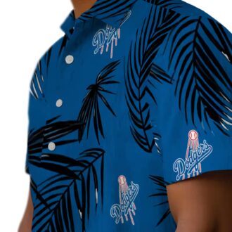 Men’s Los Angeles Dodgers Hawaiian Shirt - Blue Aloha Palm Leaf Game Day Outfit