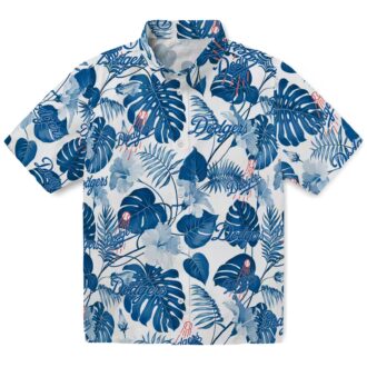 Men’s MLB Dodgers Hawaiian Shirt - Blue Floral Tropical Beach Vacation Style