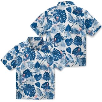 Men’s MLB Dodgers Hawaiian Shirt - Blue Floral Tropical Beach Vacation Style