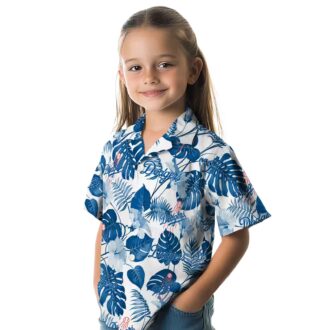 Men’s MLB Dodgers Hawaiian Shirt - Blue Floral Tropical Beach Vacation Style