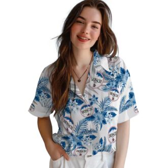 MLB Dodgers Hawaiian Shirt for Men - Blue Hibiscus Palm Leaves Vacation Look