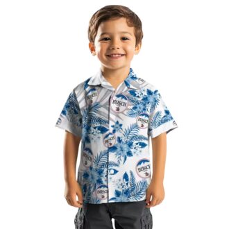 MLB Dodgers Hawaiian Shirt for Men - Blue Hibiscus Palm Leaves Vacation Look