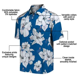 MLB Dodgers Hibiscus Hawaiian Shirt - Blue Tropical Button-Up for Men