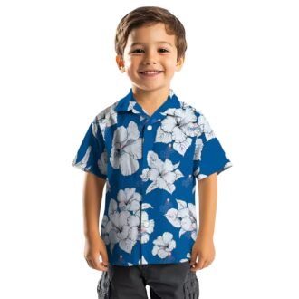 MLB Dodgers Hibiscus Hawaiian Shirt - Blue Tropical Button-Up for Men