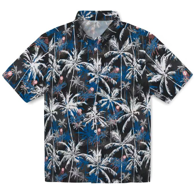 MLB Dodgers Palm Print Hawaiian Shirt - Summer Beachwear for Baseball Fans
