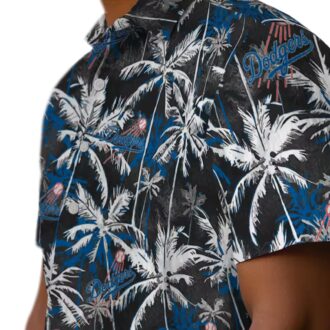 MLB Dodgers Palm Print Hawaiian Shirt - Summer Beachwear for Baseball Fans
