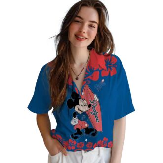 MLB Dodgers Tropical Aloha Short Sleeve Shirt - Mickey Mouse Beach Print for Men & Women