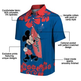 MLB Dodgers Tropical Aloha Short Sleeve Shirt - Mickey Mouse Beach Print for Men & Women