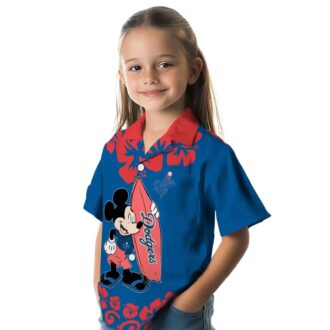 MLB Dodgers Tropical Aloha Short Sleeve Shirt - Mickey Mouse Beach Print for Men & Women
