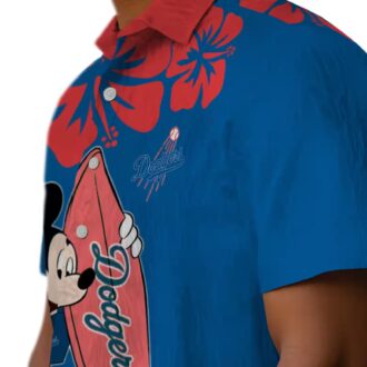 MLB Dodgers Tropical Aloha Short Sleeve Shirt - Mickey Mouse Beach Print for Men & Women