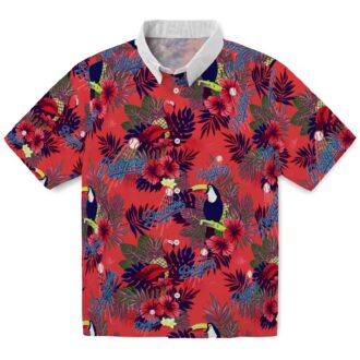 MLB Dodgers Tropical Hawaiian Shirt - Blue Red Aloha Toucan Design for Men