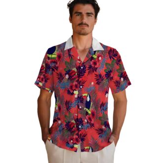 MLB Dodgers Tropical Hawaiian Shirt - Blue Red Aloha Toucan Design for Men