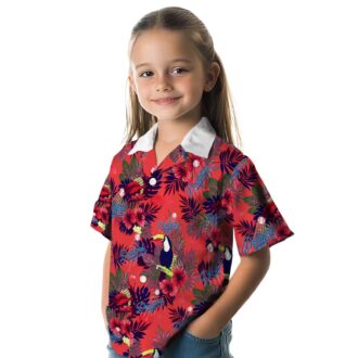 MLB Dodgers Tropical Hawaiian Shirt - Blue Red Aloha Toucan Design for Men