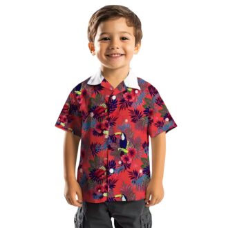 MLB Dodgers Tropical Hawaiian Shirt - Blue Red Aloha Toucan Design for Men