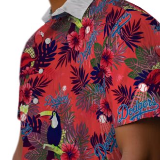 MLB Dodgers Tropical Hawaiian Shirt - Blue Red Aloha Toucan Design for Men
