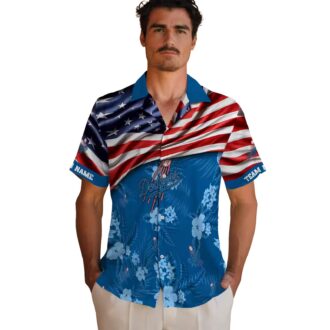 MLB Los Angeles Dodgers Hawaiian Shirt - US Flag Hibiscus Design for Fans