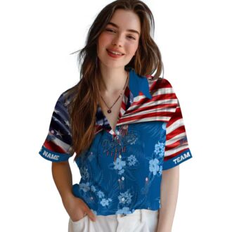 MLB Los Angeles Dodgers Hawaiian Shirt - US Flag Hibiscus Design for Fans