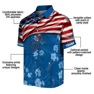 MLB Los Angeles Dodgers Hawaiian Shirt - US Flag Hibiscus Design for Fans