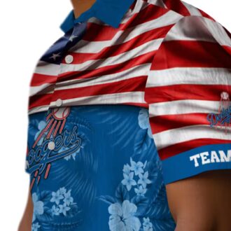 MLB Los Angeles Dodgers Hawaiian Shirt - US Flag Hibiscus Design for Fans