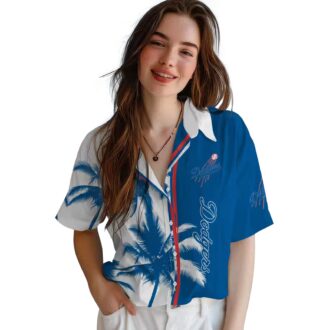 Official Los Angeles Dodgers Tropical Shirt - Blue & White Palm Tree Design
