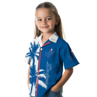 Official Los Angeles Dodgers Tropical Shirt - Blue & White Palm Tree Design