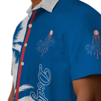 Official Los Angeles Dodgers Tropical Shirt - Blue & White Palm Tree Design