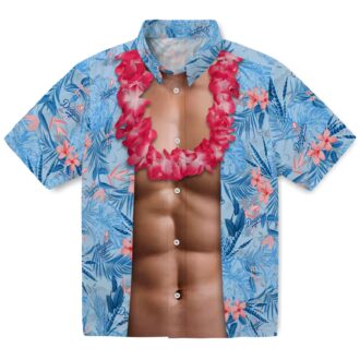 Official Los Angeles Dodgers Tropical Shirt - Chest Illusion Blue Floral MLB Fan Gift