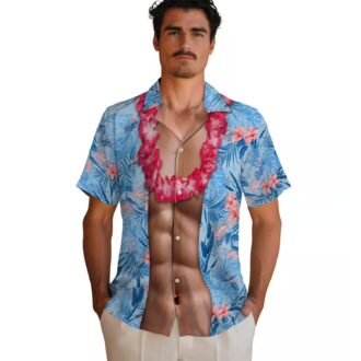Official Los Angeles Dodgers Tropical Shirt - Chest Illusion Blue Floral MLB Fan Gift