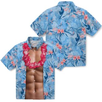 Official Los Angeles Dodgers Tropical Shirt - Chest Illusion Blue Floral MLB Fan Gift