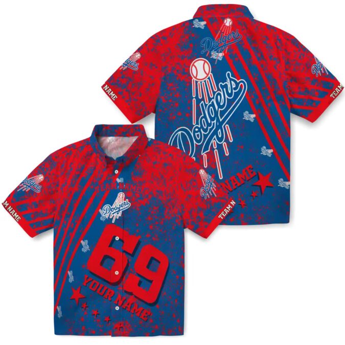 Personalized Dodgers Hawaiian Shirt - Blue Aloha Floral MLB Apparel for Men & Women