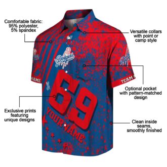 Personalized Dodgers Hawaiian Shirt - Blue Aloha Floral MLB Apparel for Men & Women