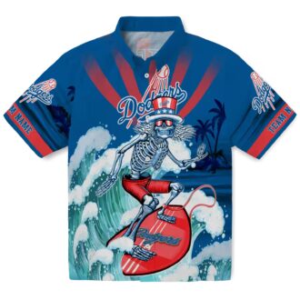 Personalized Dodgers Surfing Skeleton Hawaiian Shirt - Ideal Summer MLB Fan Outfit